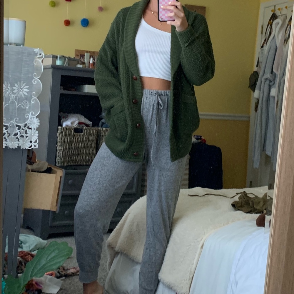 Oversized, comfy green sweater